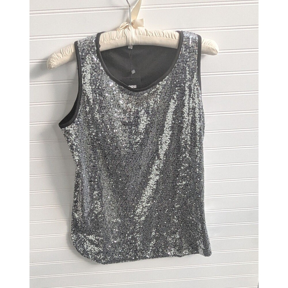 URRU NWT Silver Sequin Raceback Tank. NWT Medium Sparkly,Metallic